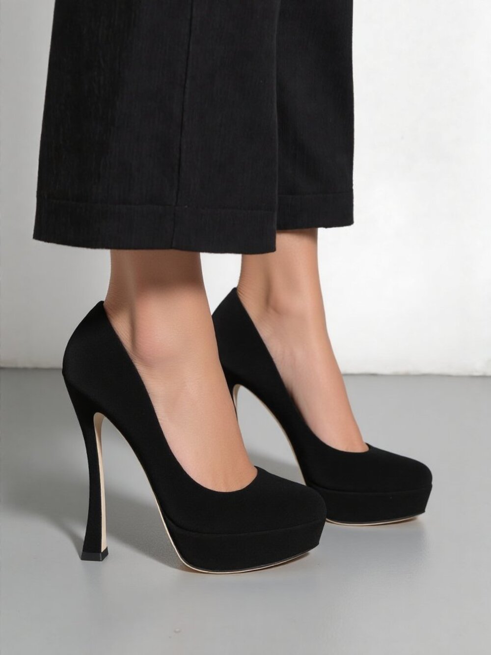 Auth Miu Miu Black Calzture Dona Suede Pumps 7 - Picture 1 of 10